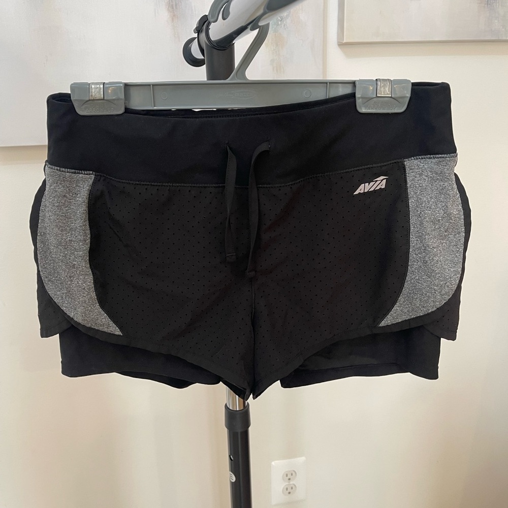 Avia Women's Black and Gray Athletic Shorts